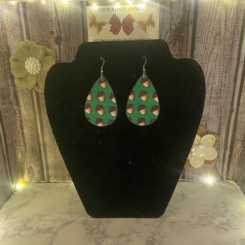 Handmade faux leather earrings.